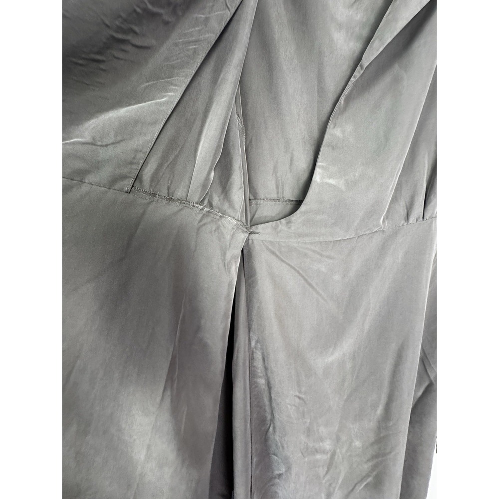 Mango Womens Size 12 Wrap Maxi Dress Taupe Collared Sleeveless Earthy Minimalist - Picture 4 of 11